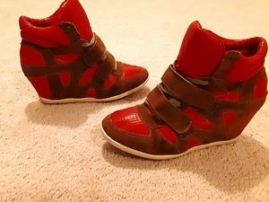 Red Wedge Sneakers